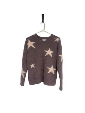 cupcakes & cashmere Taupe Star Crewneck Sweater with Cream Stars